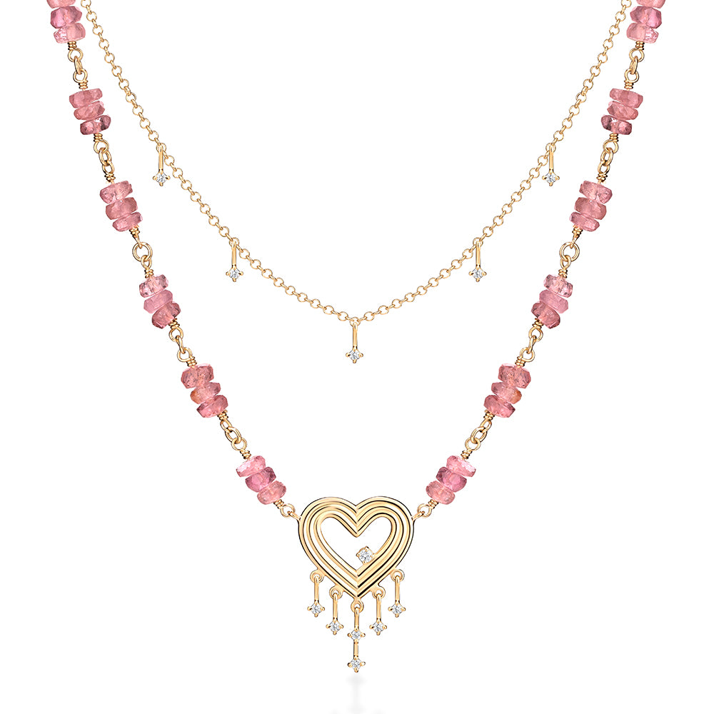 Colar Core Turmalinas Rosas 18k