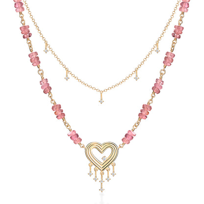 Colar Core Turmalinas Rosas 18k