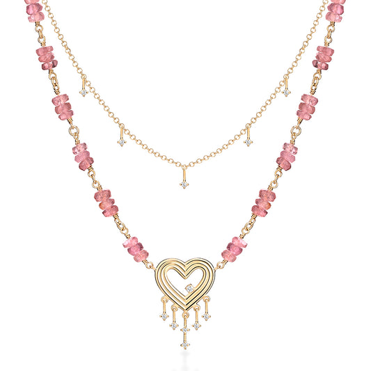 Colar Core Turmalinas Rosas 18k