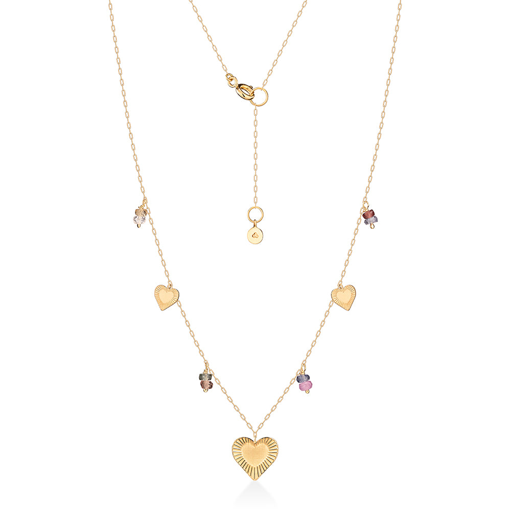 Colar Sun Love Safiras Coloridas 18k