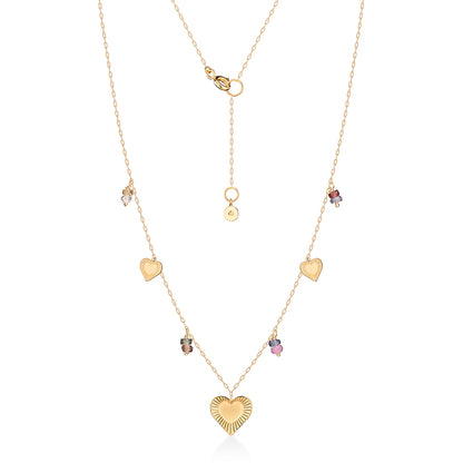 Colar Sun Love Safiras Coloridas 18k