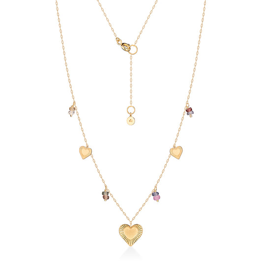 Colar Sun Love Safiras Coloridas 18k