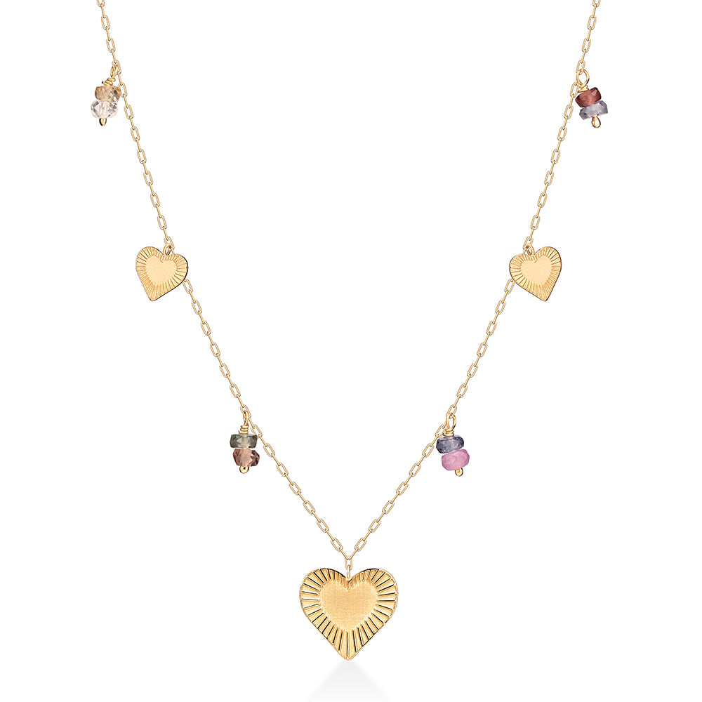 Colar Sun Love Safiras Coloridas 18k