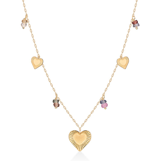 Colar Sun Love Safiras Coloridas 18k