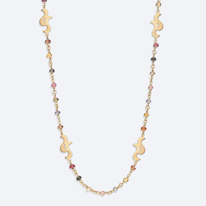 Colar Bossa Safiras Coloridas Longo 18k