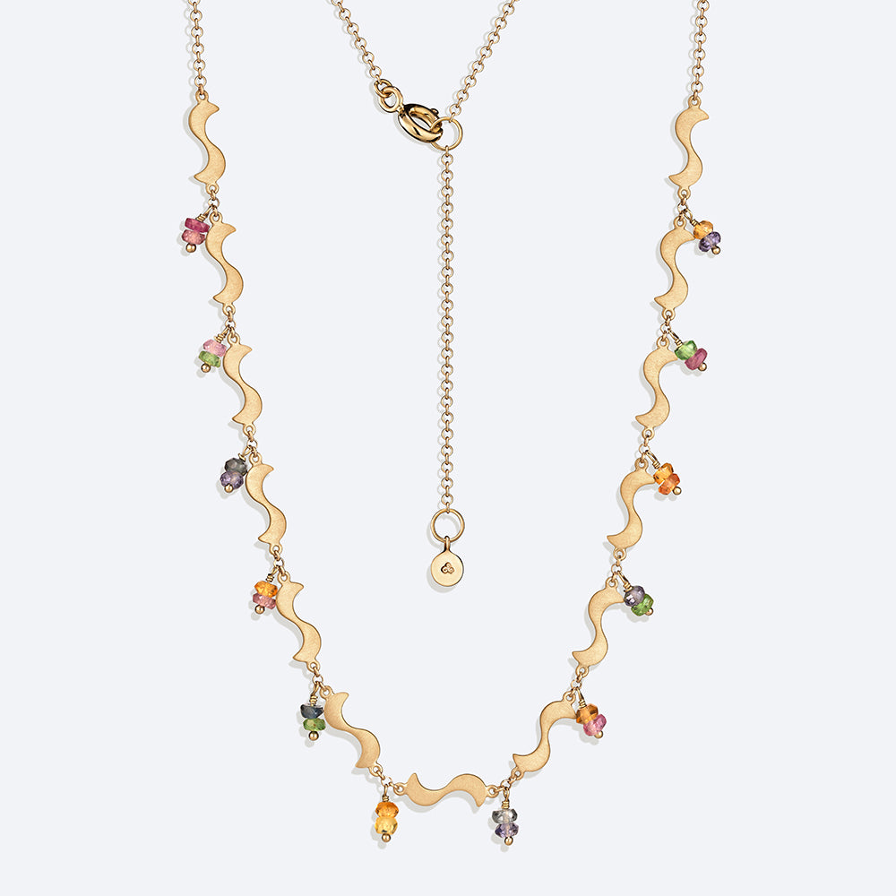 Colar Bossa Safiras Coloridas 18k