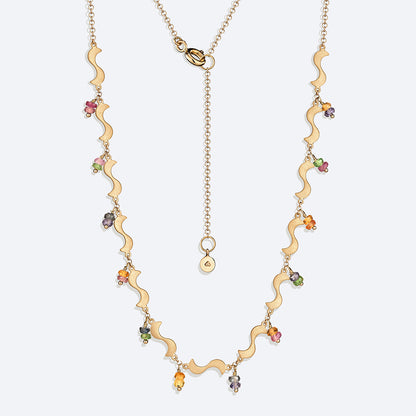 Colar Bossa Safiras Coloridas 18k