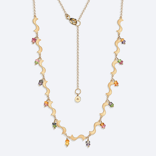 Colar Bossa Safiras Coloridas 18k