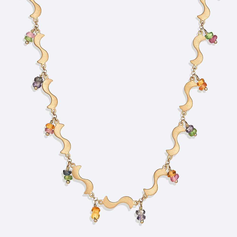 Colar Bossa Safiras Coloridas 18k