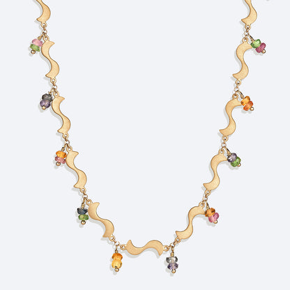 Colar Bossa Safiras Coloridas 18k