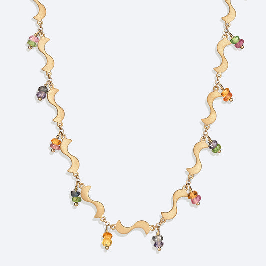 Colar Bossa Safiras Coloridas 18k