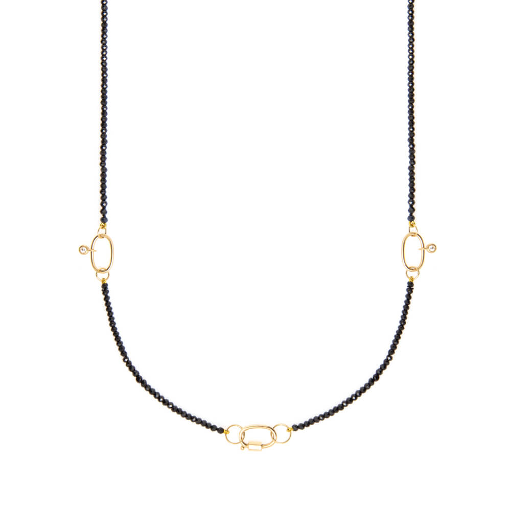Colar 2 Elos Espinélio Preto 18k