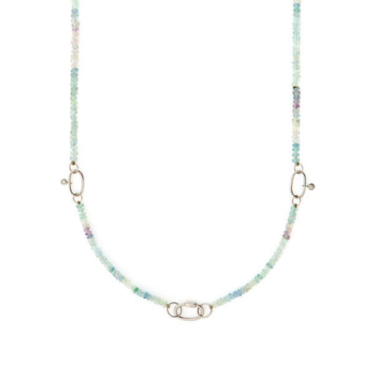 Colar 2 Elos Safiras Aventurine 18k