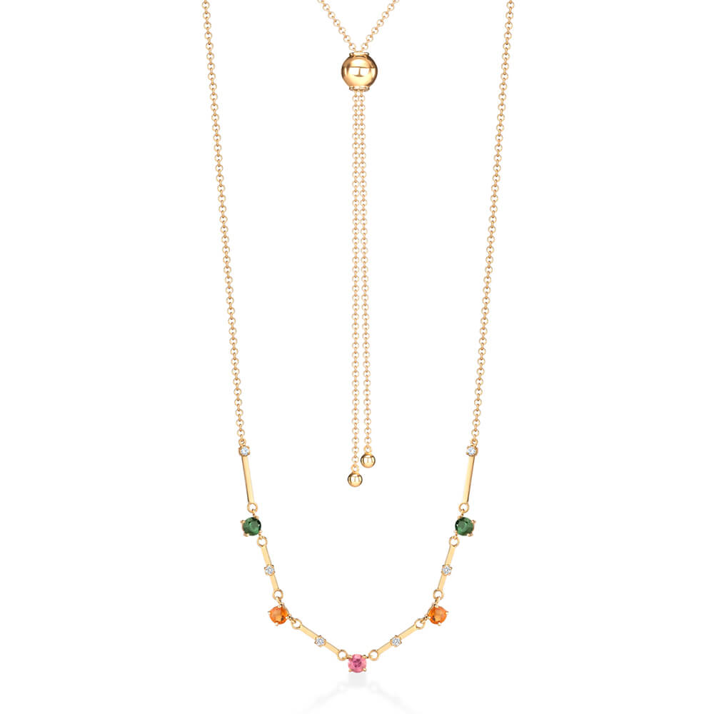 Colar Ajustável 5 Tacos Turmalinas Color 18k