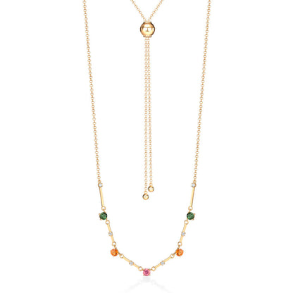 Colar Ajustável 5 Tacos Turmalinas Color 18k