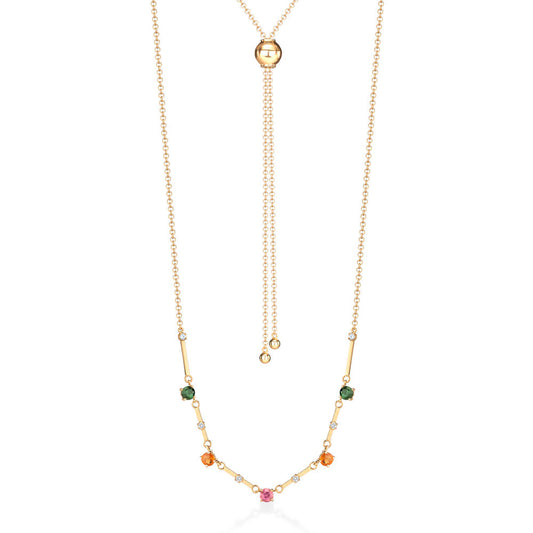 Colar Ajustável 5 Tacos Turmalinas Color 18k