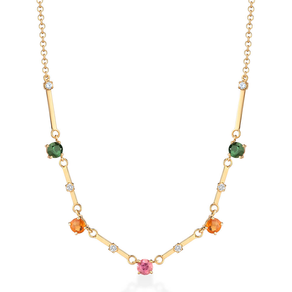 Colar Ajustável 5 Tacos Turmalinas Color 18k