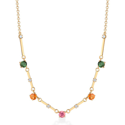 Colar Ajustável 5 Tacos Turmalinas Color 18k