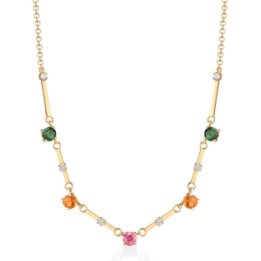 Colar Ajustável 5 Tacos Turmalinas Color 18k