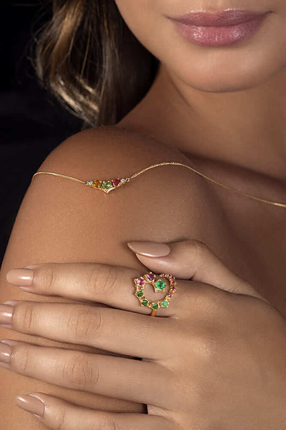 Colar Antares Safiras Coloridas 18k