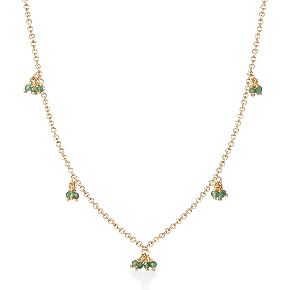 Colar Cachinhos Multi Esmeralda 18k