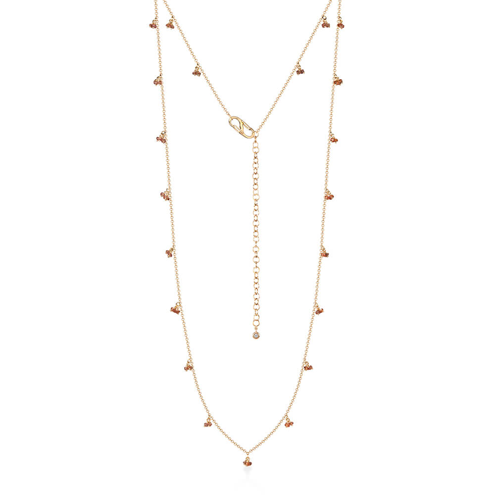 Colar Cachinhos Multi Safira Laranja 18k