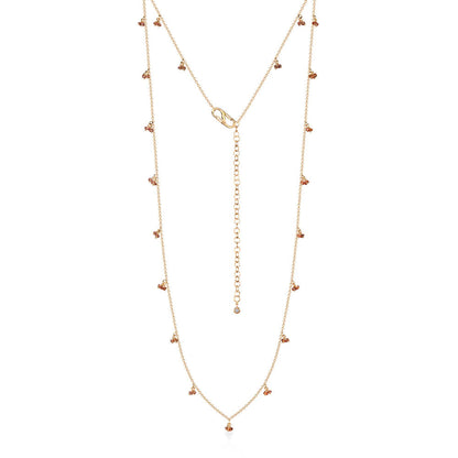 Colar Cachinhos Multi Safira Laranja 18k