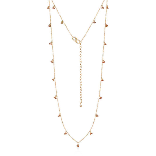 Colar Cachinhos Multi Safira Laranja 18k