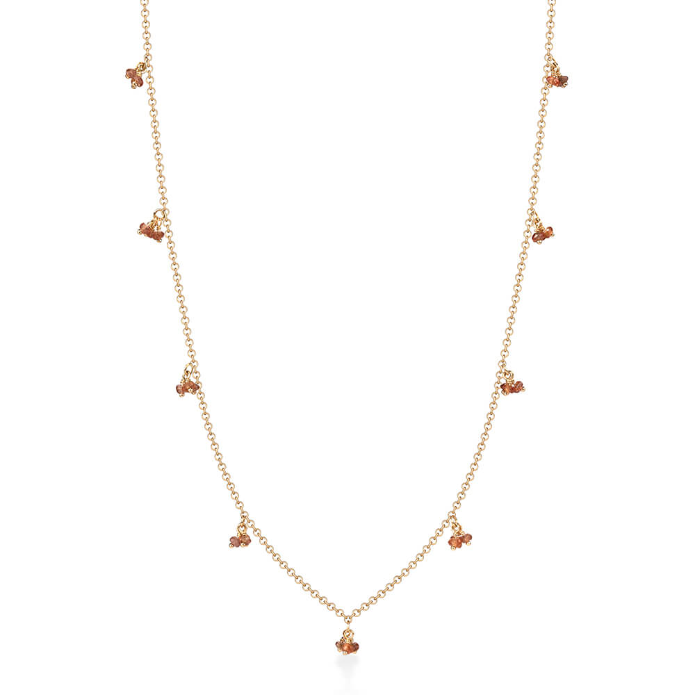 Colar Cachinhos Multi Safira Laranja 18k