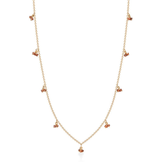 Colar Cachinhos Multi Safira Laranja 18k