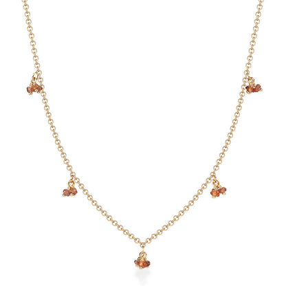 Colar Cachinhos Multi Safira Laranja 18k