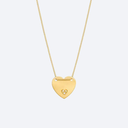 Colar Chapa Coração Pavê 18k
