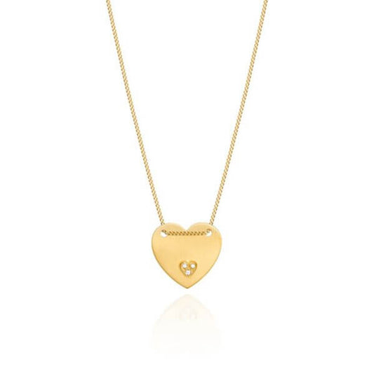 Colar Chapa Coração Pavê 18k