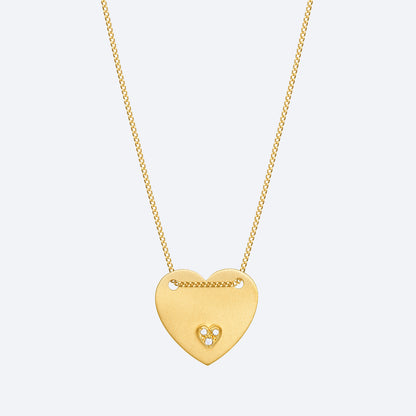 Colar Chapa Coração Pavê 18k