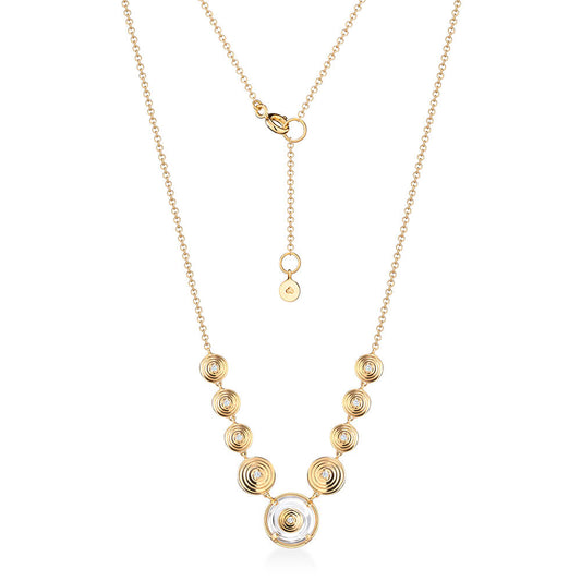 Colar Ciclos Pedra Cristal 18k