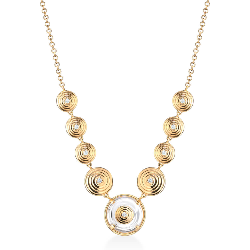 Colar Ciclos Pedra Cristal 18k