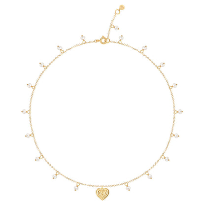 Colar Coração com Pérolas 18k