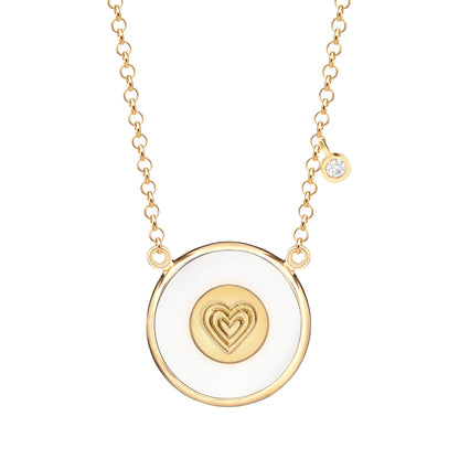 Colar Coração com Quartzo Branco 18k