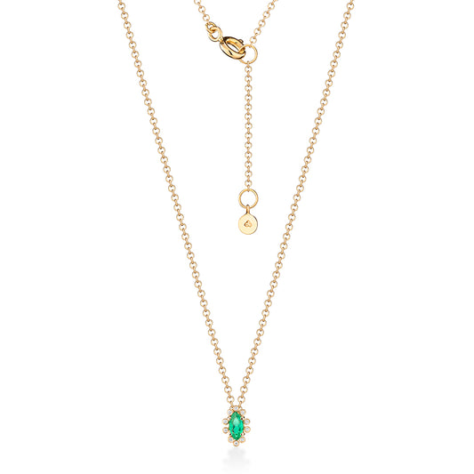 Colar Esmeralda Navete com Brilhantes 18k