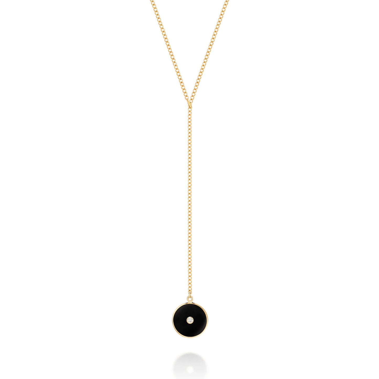 Colar Fio Ônix com Brilhante 18k