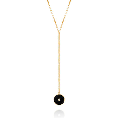 Colar Fio Ônix com Brilhante 18k