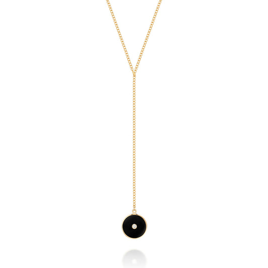 Colar Fio Ônix com Brilhante 18k