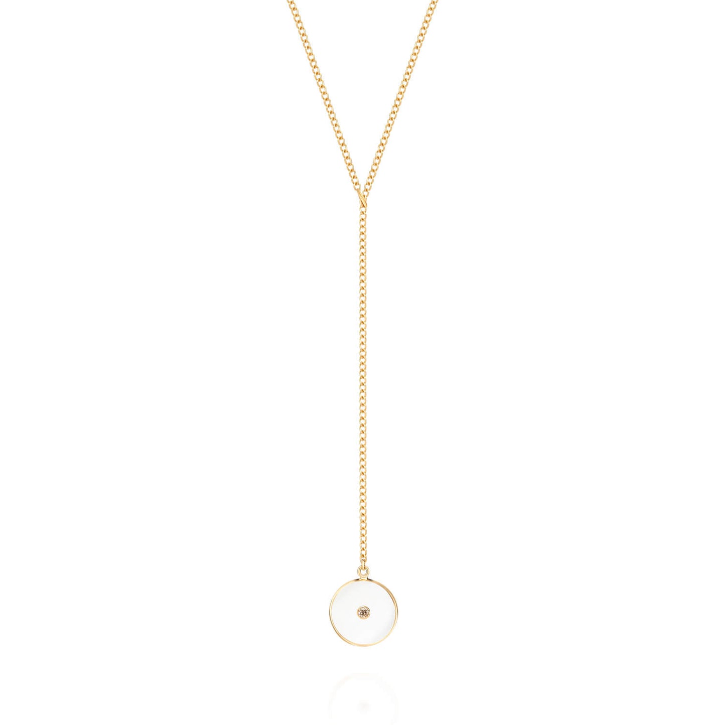 Colar Fio Quartzo Branco com Brilhante 18k