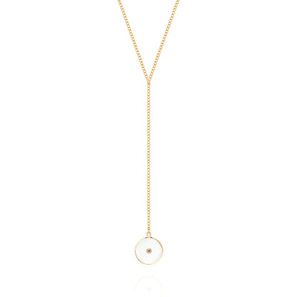Colar Fio Quartzo Branco com Brilhante 18k