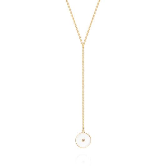 Colar Fio Quartzo Branco com Brilhante 18k
