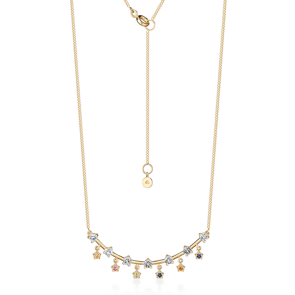 Colar Frente Multi Color 18k
