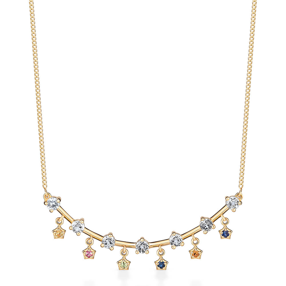 Colar Frente Multi Color 18k