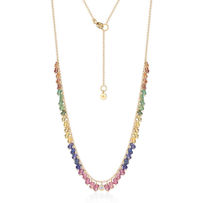 Colar Hanging Safiras Coloridas 18k