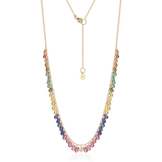 Colar Hanging Safiras Coloridas 18k