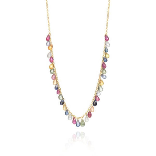 Colar Hanging Safiras Gotas 18k